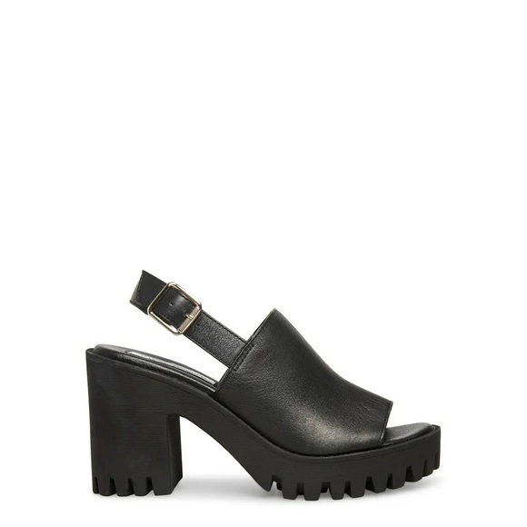 NWOT Steve Madden Sunnyside Black Open Toe Platform Sandals - Picture 2 of 6